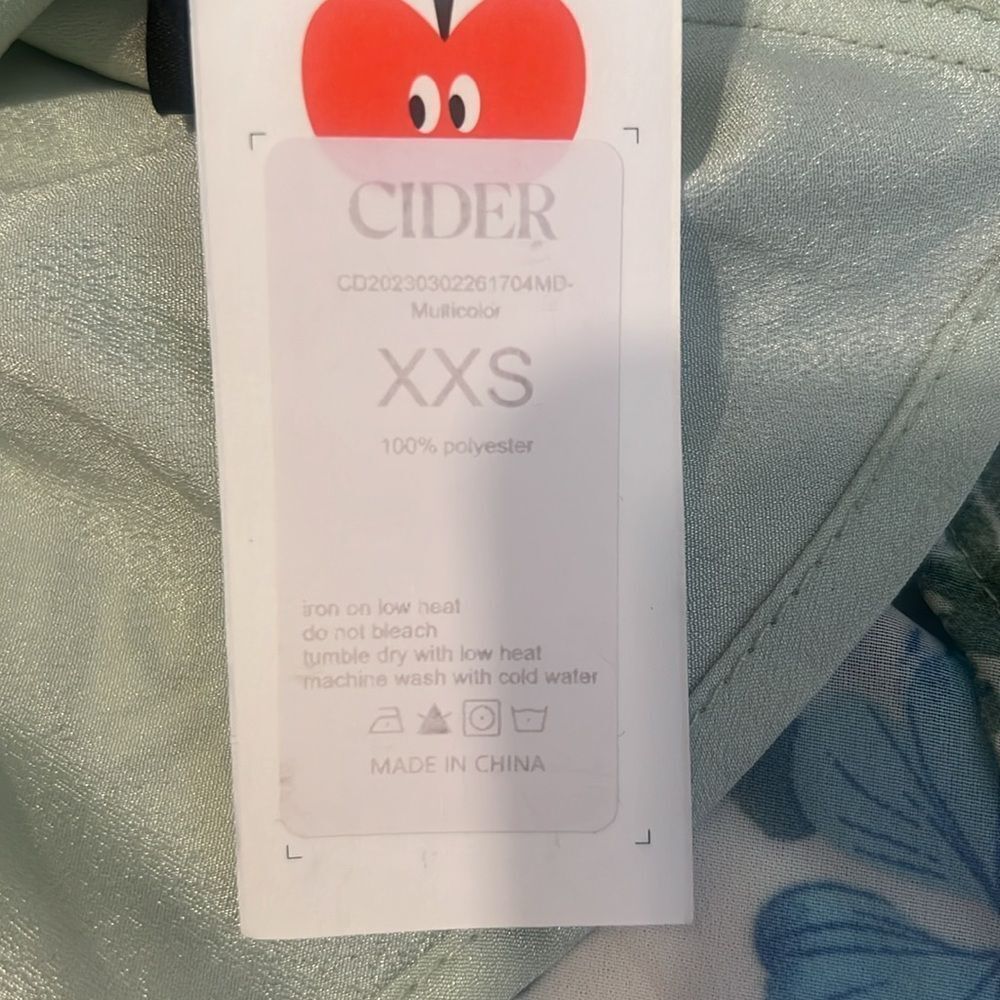 NWT Cider szXXS Floral purple green white spaghetti strap side zip dress - Picture 8 of 15